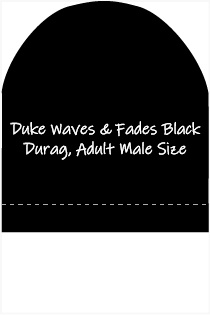 Duke Waves & Fades Black Durag, Adult Male Size